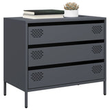 Anthrazitfarbenes Sideboard 68x39x58,5 cm aus kaltgewalztem Stahl