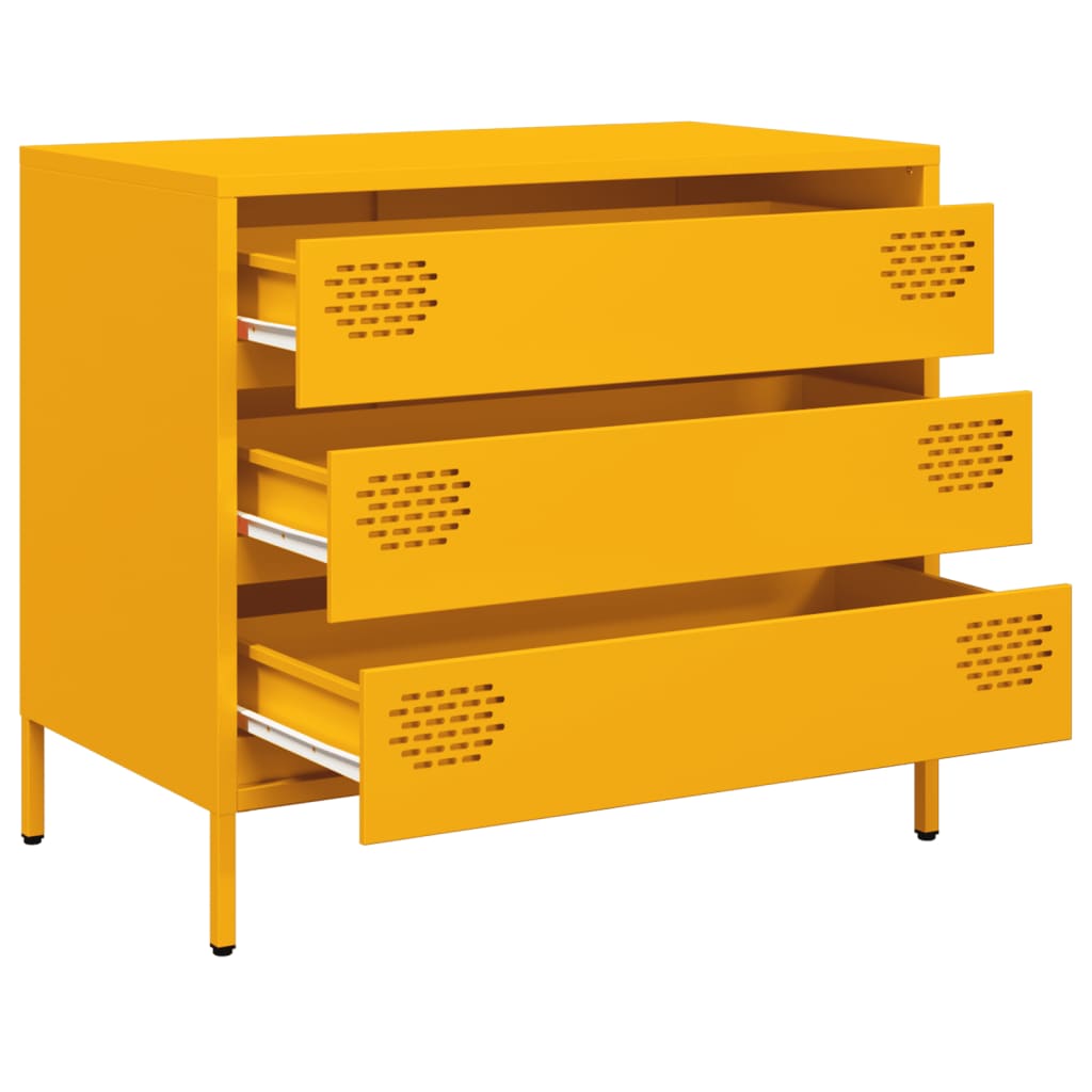 Buffet jaune moutarde 68x39x58,5 cm acier laminé à froid