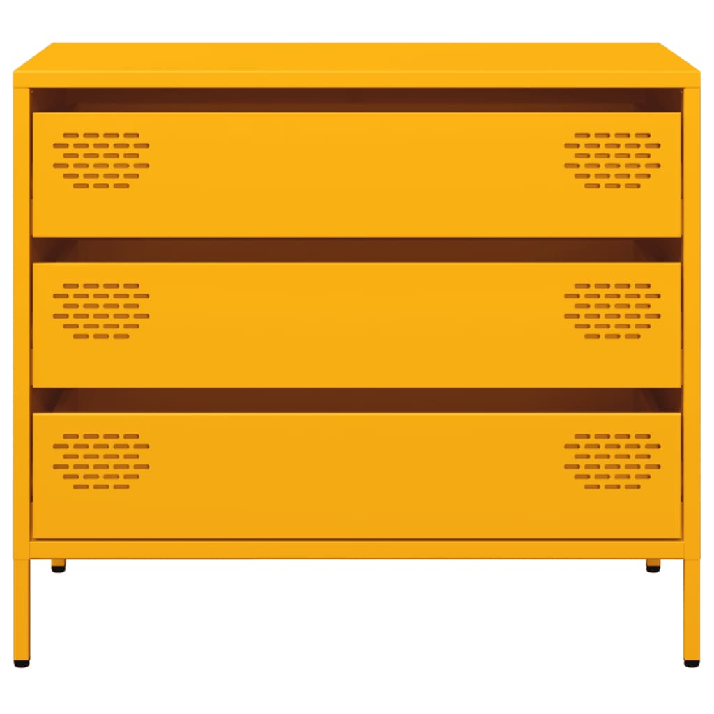 Buffet jaune moutarde 68x39x58,5 cm acier laminé à froid