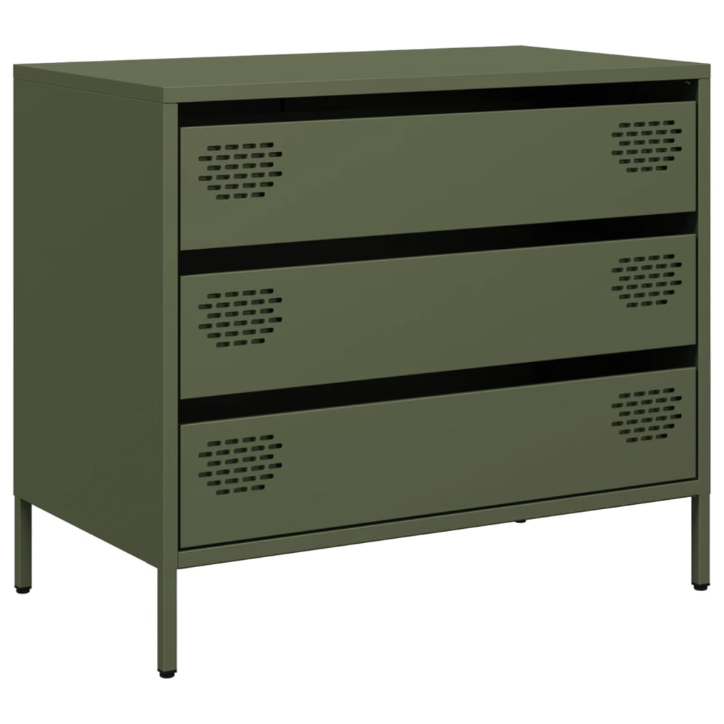 Buffet vert olive 68x39x58,5 cm acier laminé à froid