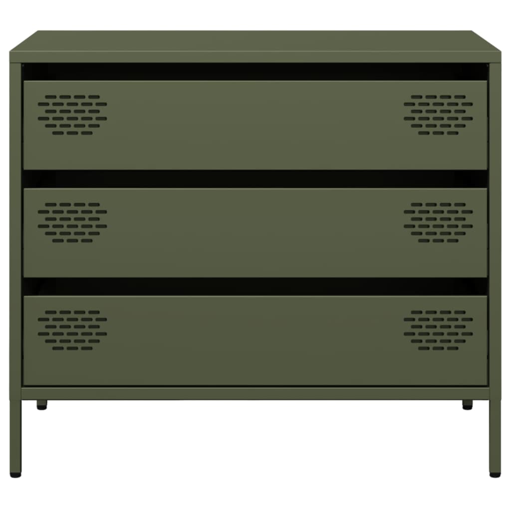 Buffet vert olive 68x39x58,5 cm acier laminé à froid