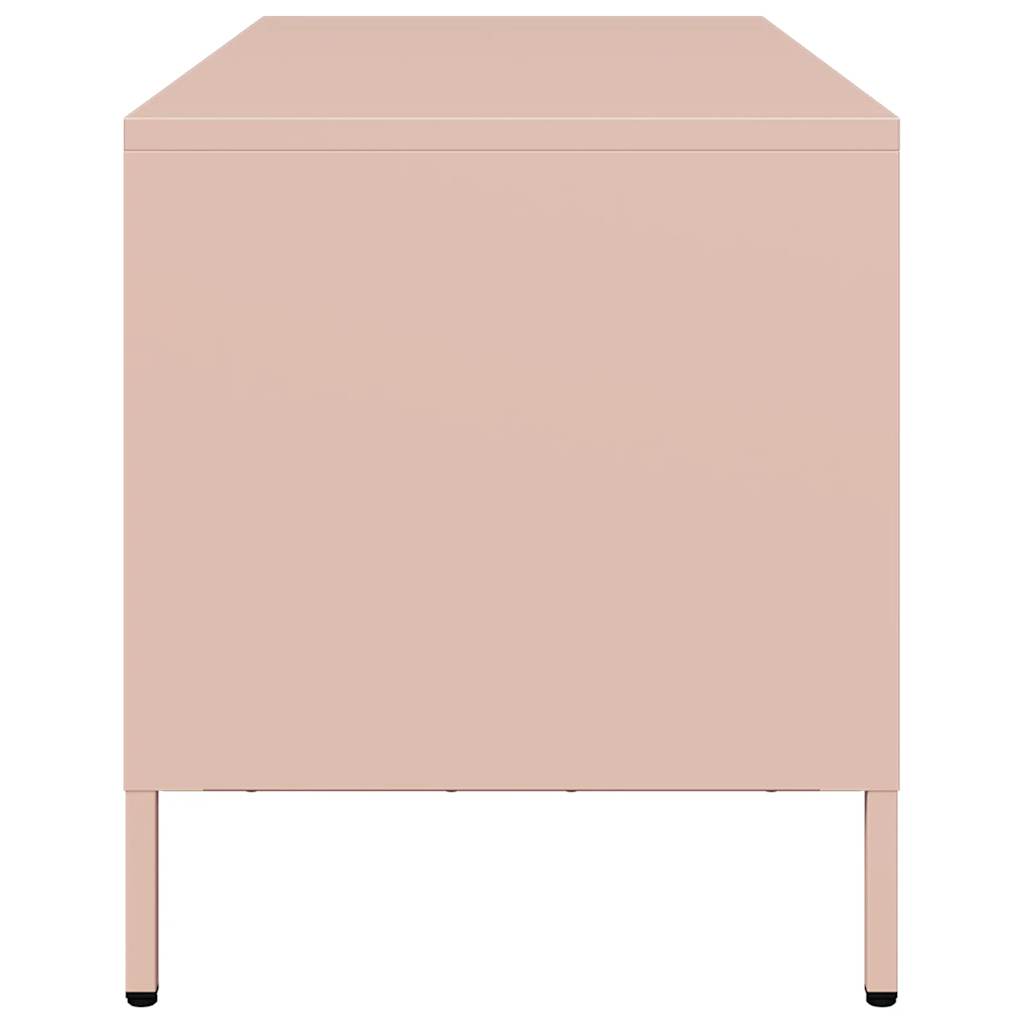 Meuble TV rose 101,5x39x43,5 cm acier laminé à froid