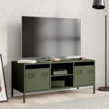 Meuble TV vert olive 101,5x39x43,5 cm acier laminé à froid