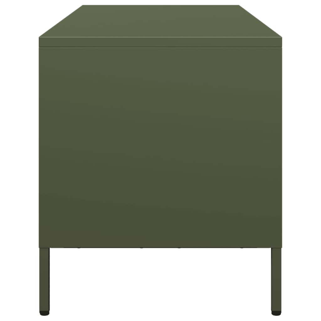 Meuble TV vert olive 101,5x39x43,5 cm acier laminé à froid