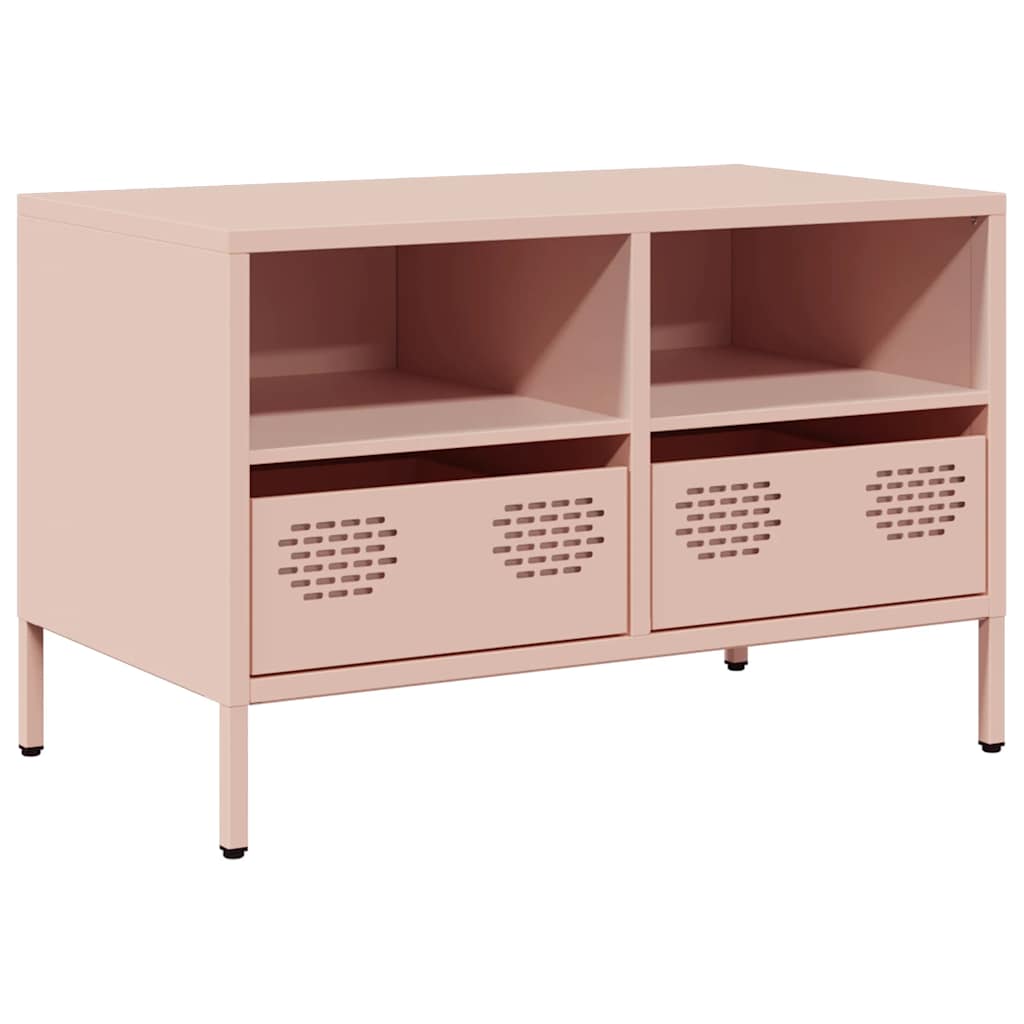 Meuble TV rose 68x39x43,5 cm acier laminé à froid