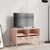 Meuble TV rose 68x39x43,5 cm acier laminé à froid