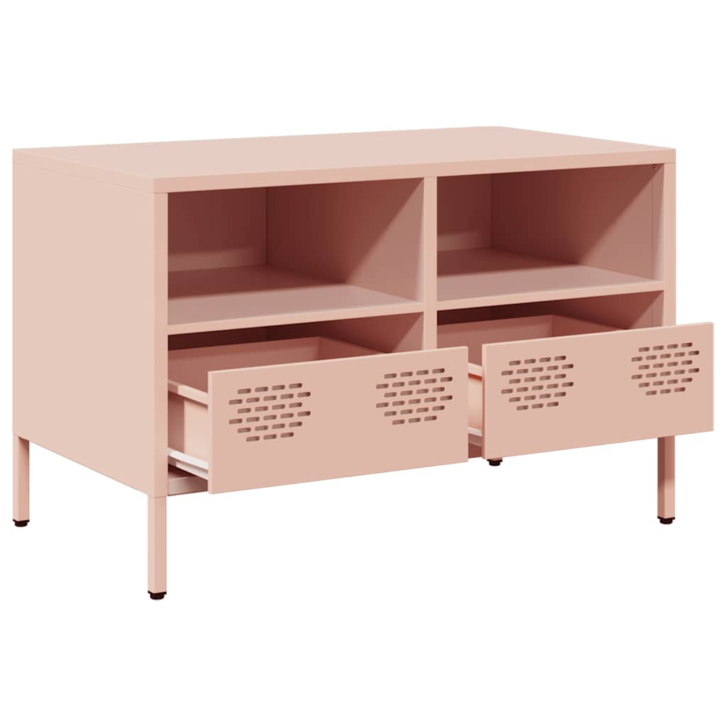 Meuble TV rose 68x39x43,5 cm acier laminé à froid