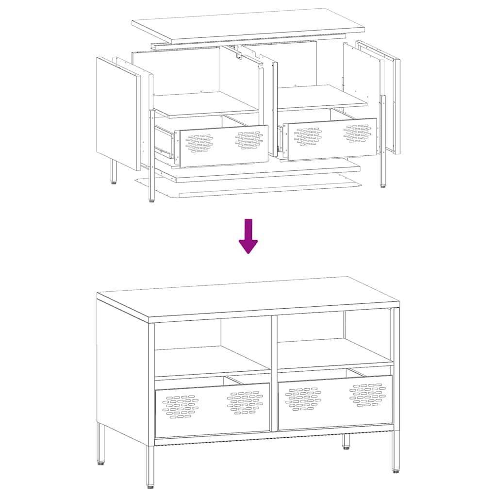 Meuble TV rose 68x39x43,5 cm acier laminé à froid