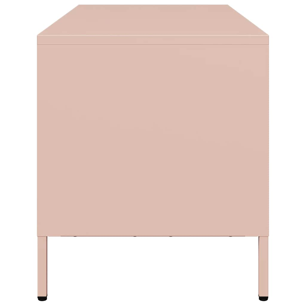 Meuble TV rose 101,5x39x43,5 cm acier laminé à froid