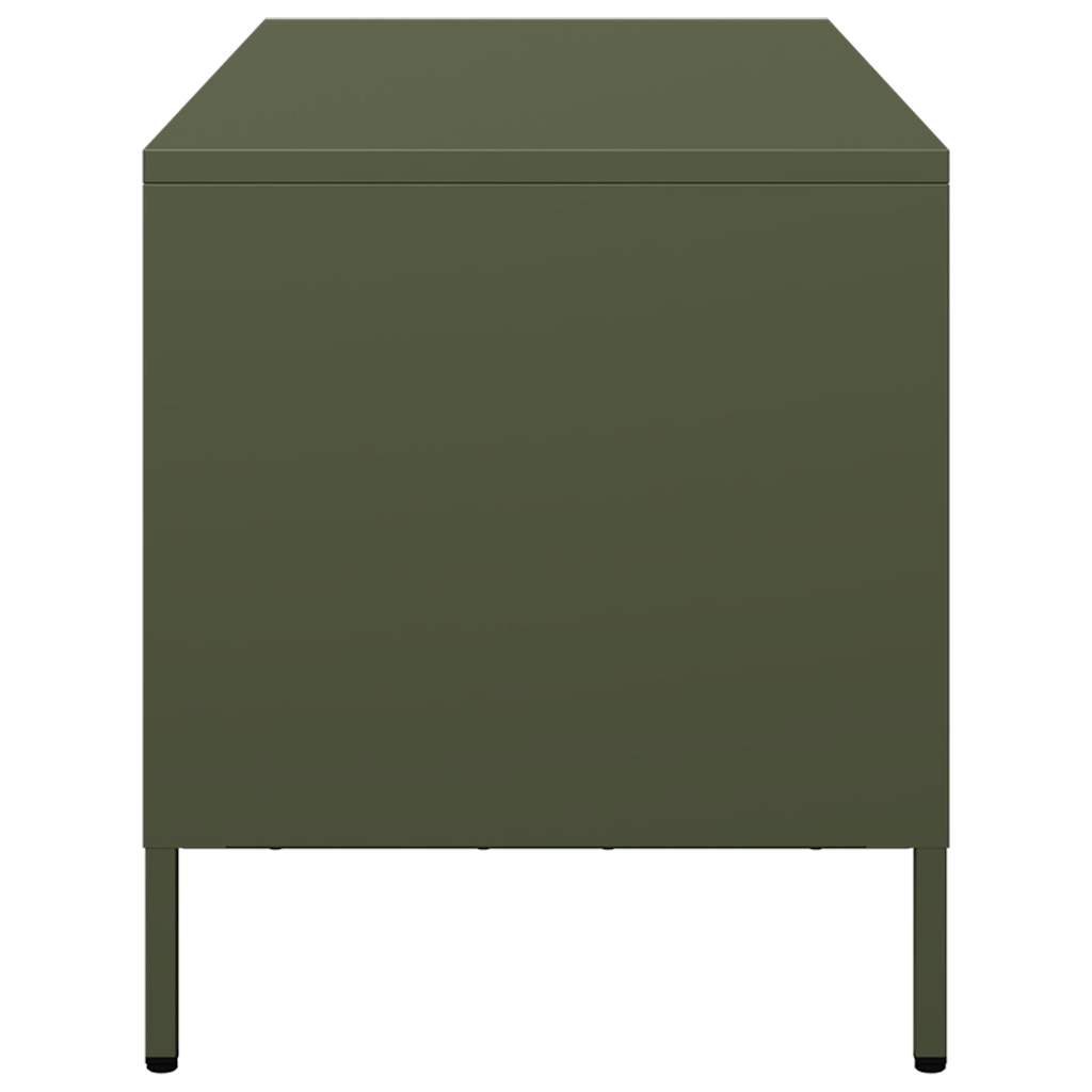 Meuble TV vert olive 101,5x39x43,5 cm acier laminé à froid