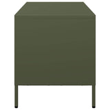 Meuble TV vert olive 101,5x39x43,5 cm acier laminé à froid