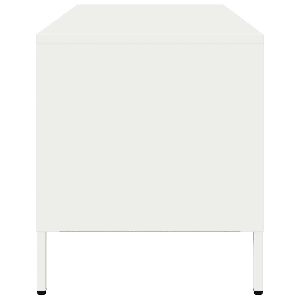 Meuble TV blanc 101,5x39x43,5 cm acier laminé à froid