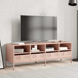 Meuble TV rose 135x39x43,5 cm acier laminé à froid