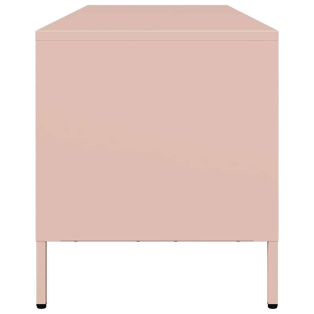 Meuble TV rose 135x39x43,5 cm acier laminé à froid