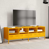 Meuble TV jaune moutarde 135x39x43,5 cm acier laminé à froid