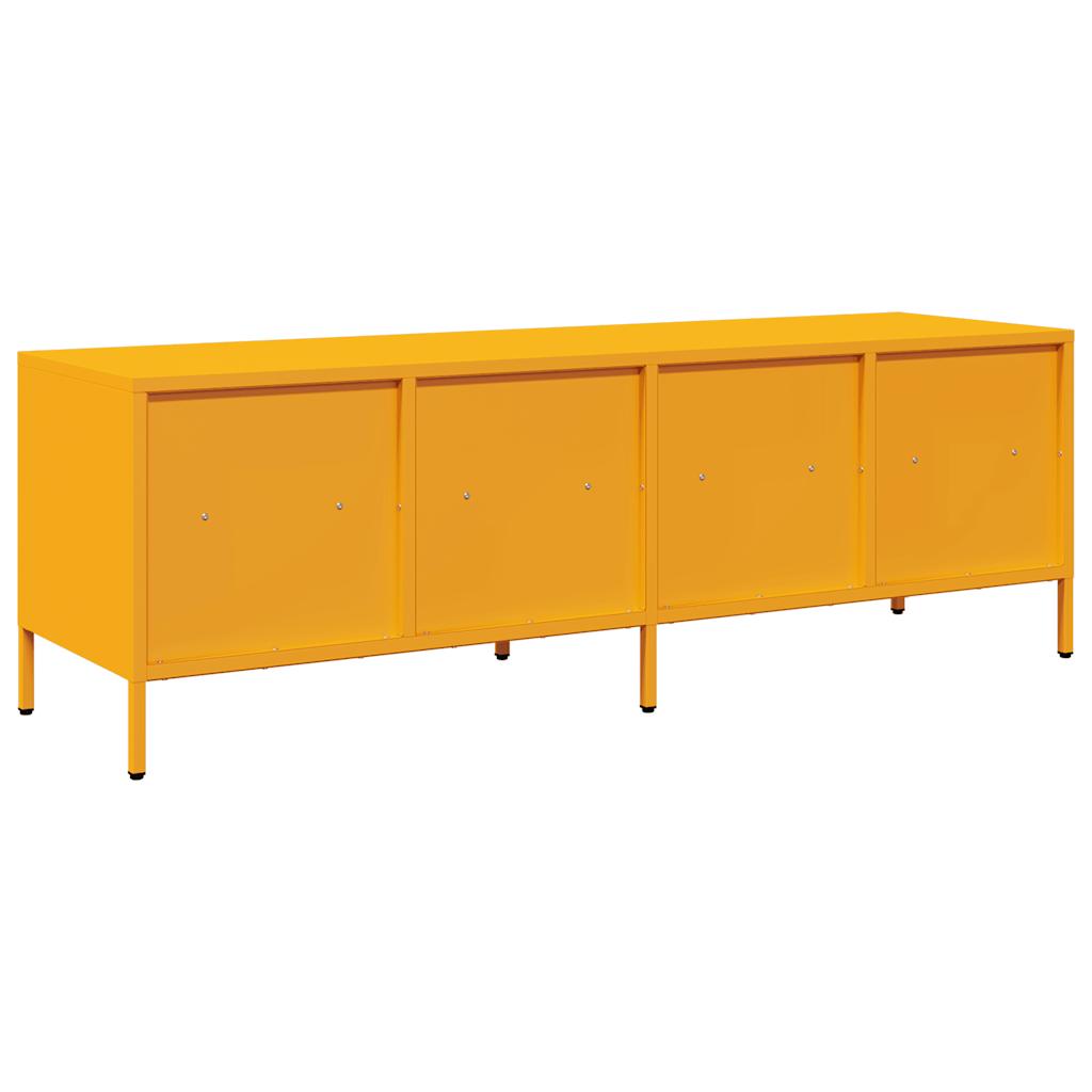 Meuble TV jaune moutarde 135x39x43,5 cm acier laminé à froid