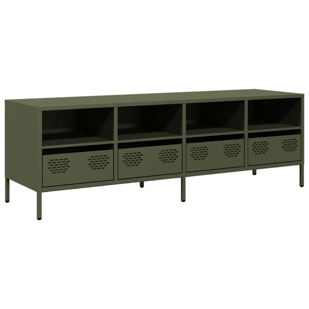 Olive green TV cabinet 135x39x43.5 cm cold rolled steel