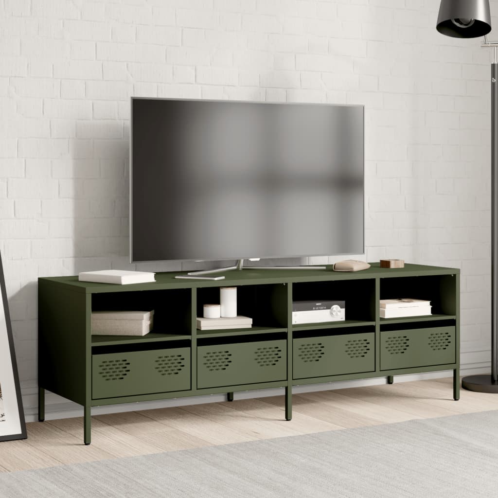 Olive green TV cabinet 135x39x43.5 cm cold rolled steel