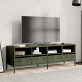 Meuble TV vert olive 135x39x43,5 cm acier laminé à froid