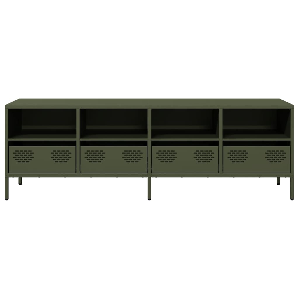 Olive green TV cabinet 135x39x43.5 cm cold rolled steel