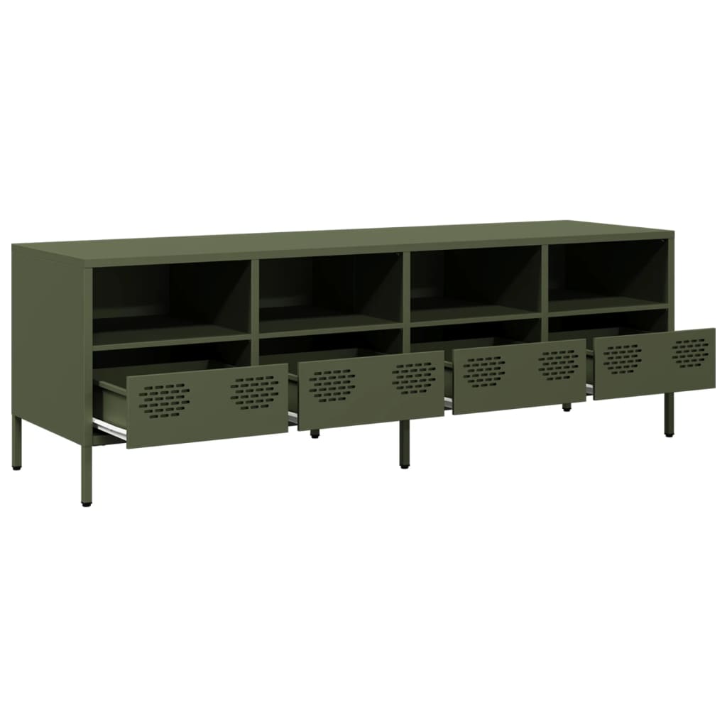 Olive green TV cabinet 135x39x43.5 cm cold rolled steel