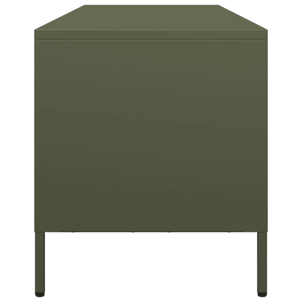 Meuble TV vert olive 135x39x43,5 cm acier laminé à froid