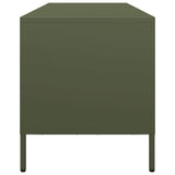 Meuble TV vert olive 135x39x43,5 cm acier laminé à froid