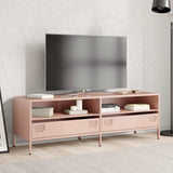 Meuble TV rose 135x39x43,5 cm acier laminé à froid