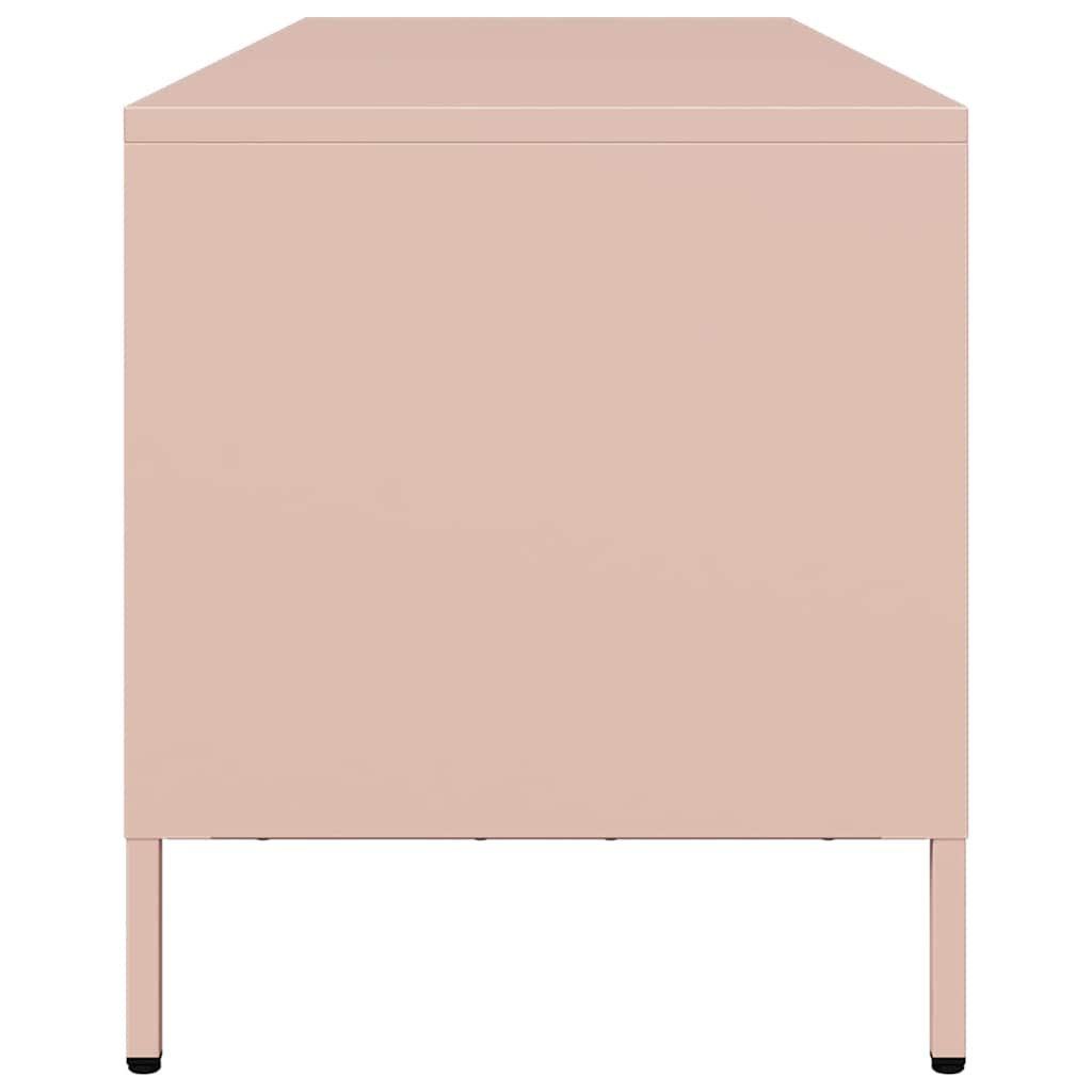 Meuble TV rose 135x39x43,5 cm acier laminé à froid