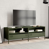 Meuble TV vert olive 135x39x43,5 cm acier laminé à froid