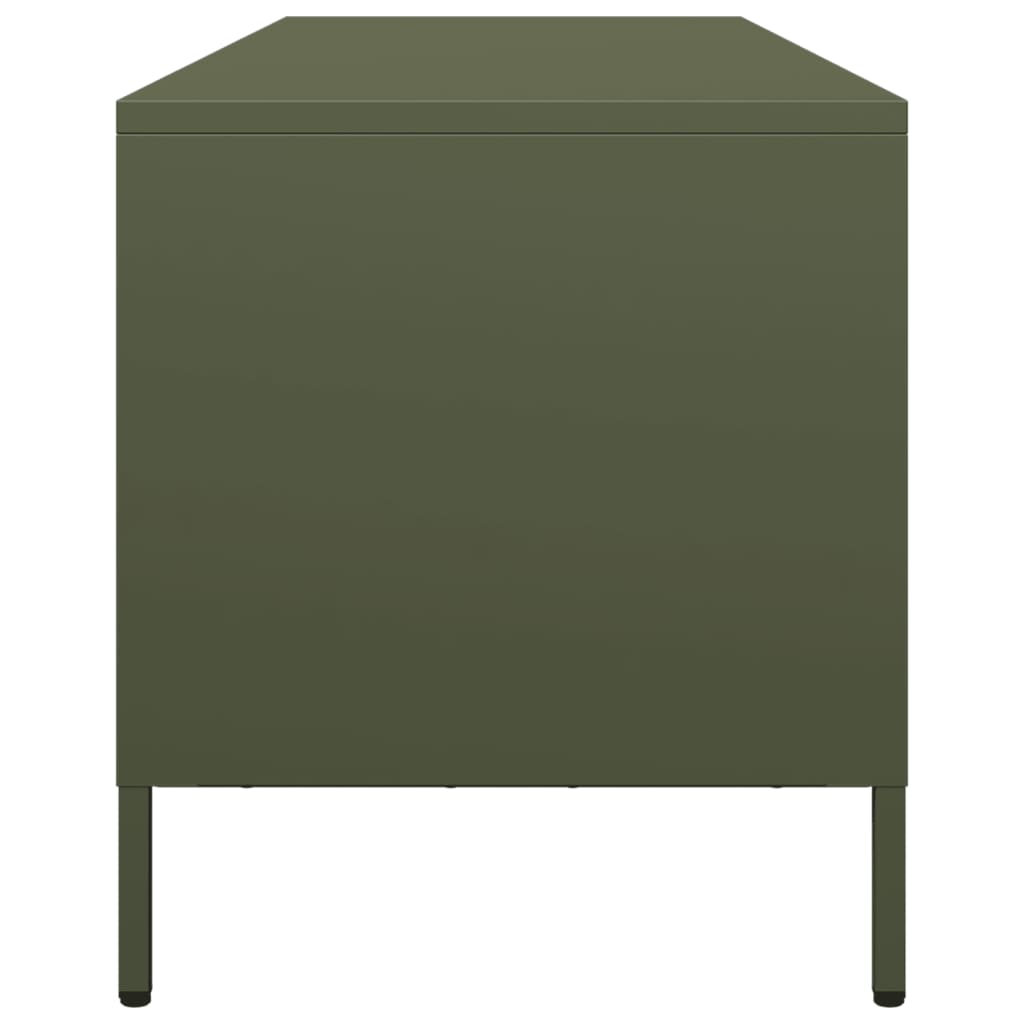 Meuble TV vert olive 135x39x43,5 cm acier laminé à froid