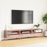 Meuble TV rose 202x39x43,5 cm acier laminé à froid