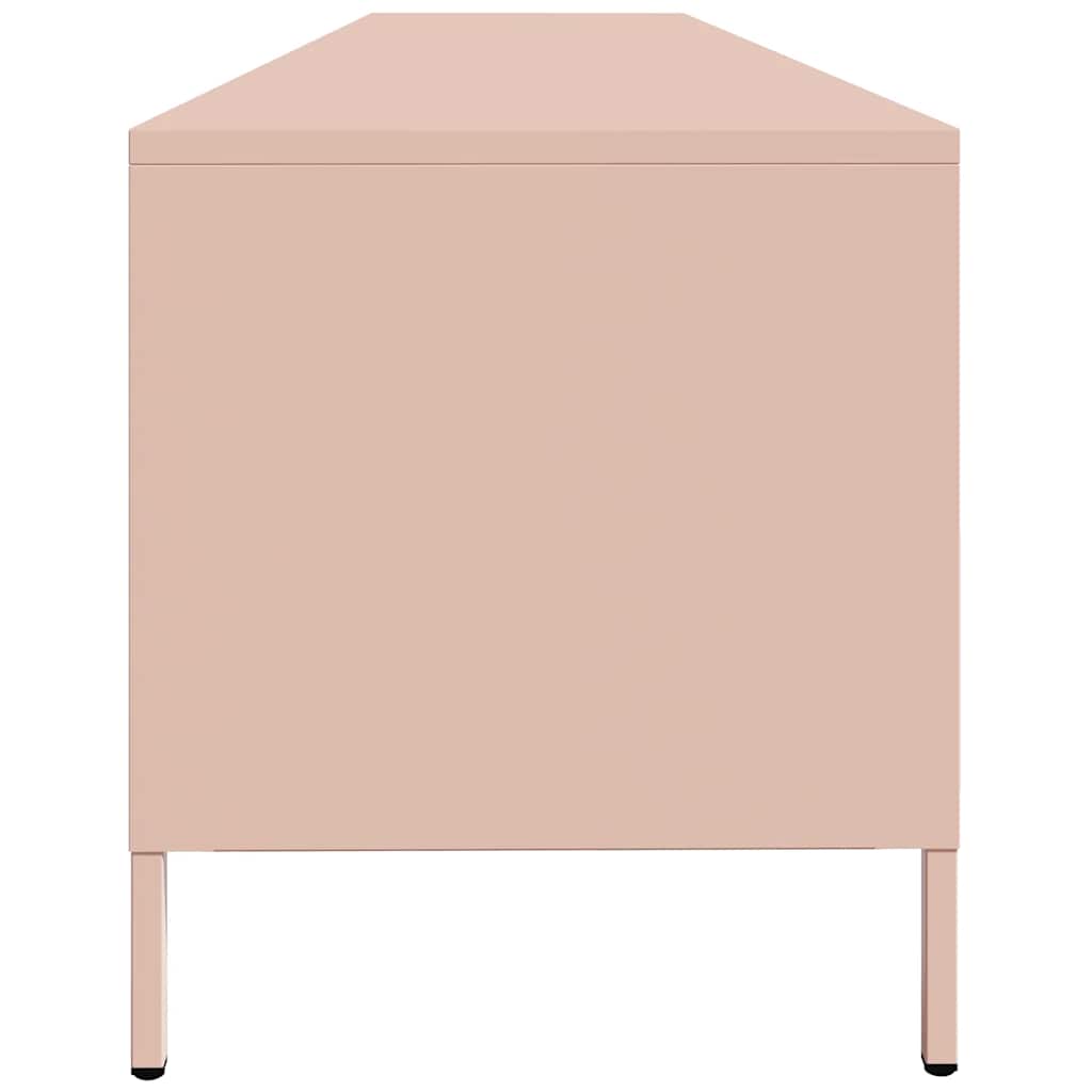 Meuble TV rose 202x39x43,5 cm acier laminé à froid