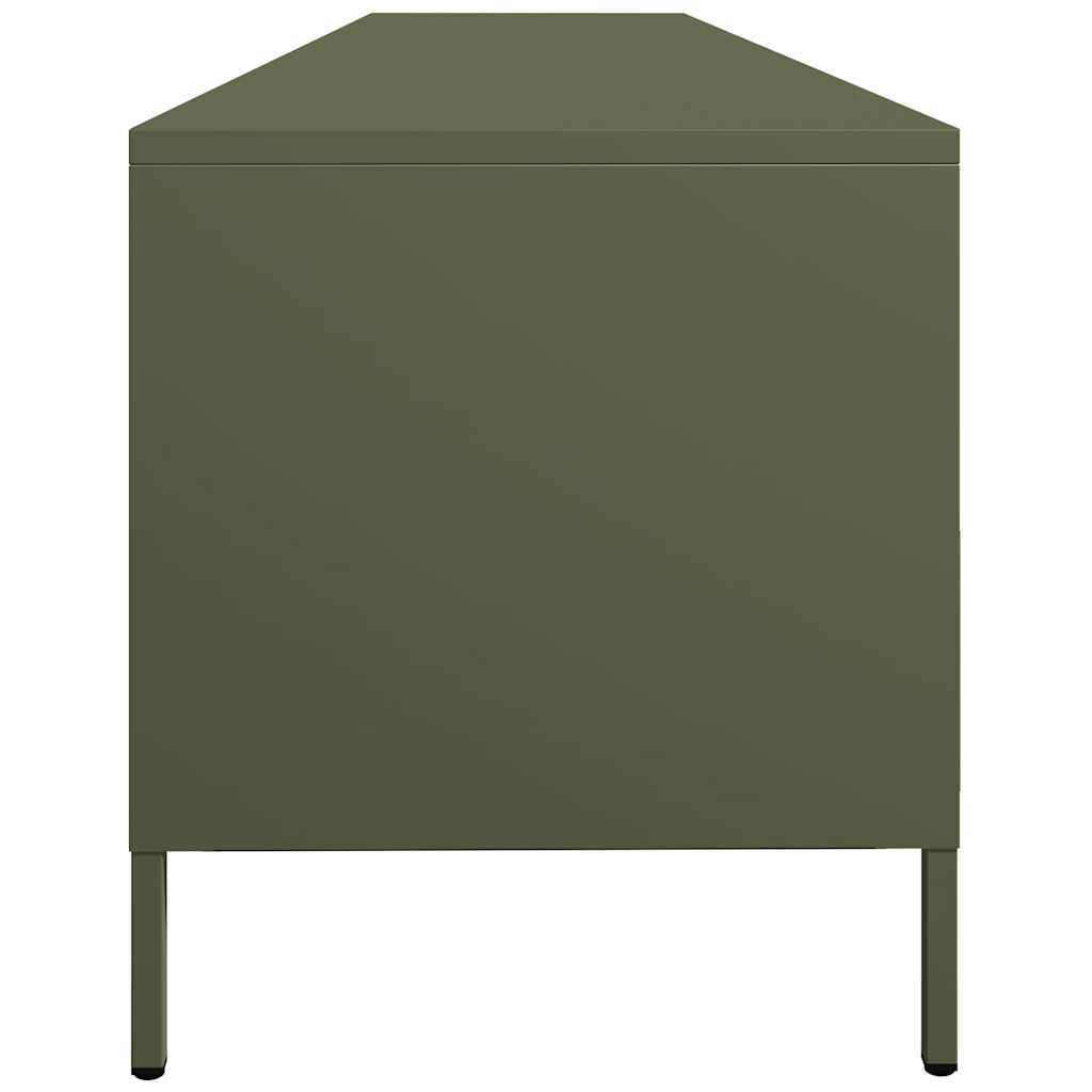 Meuble TV vert olive 202x39x43,5 cm acier laminé à froid