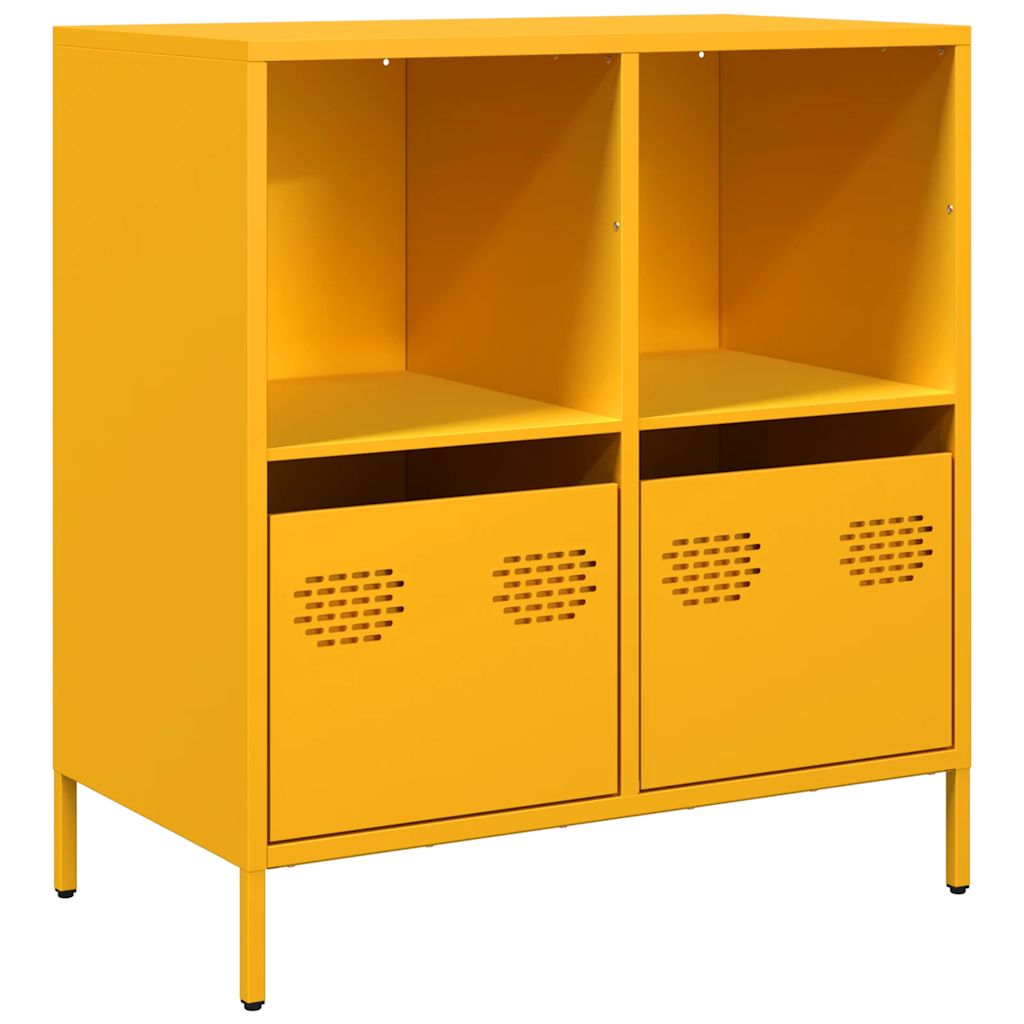 Buffet jaune moutarde 68x39x73,5 cm acier laminé à froid