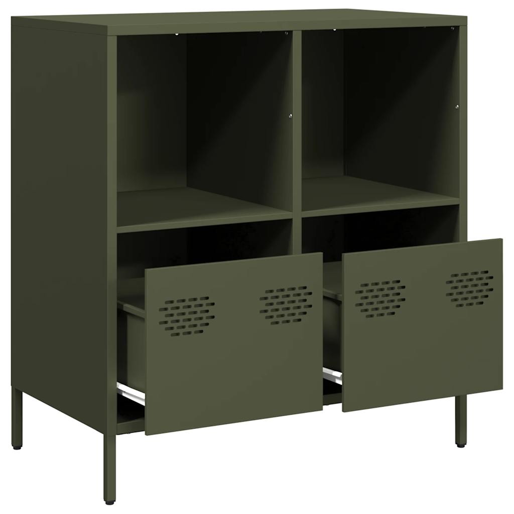 Buffet vert olive 68x39x73,5 cm acier laminé à froid