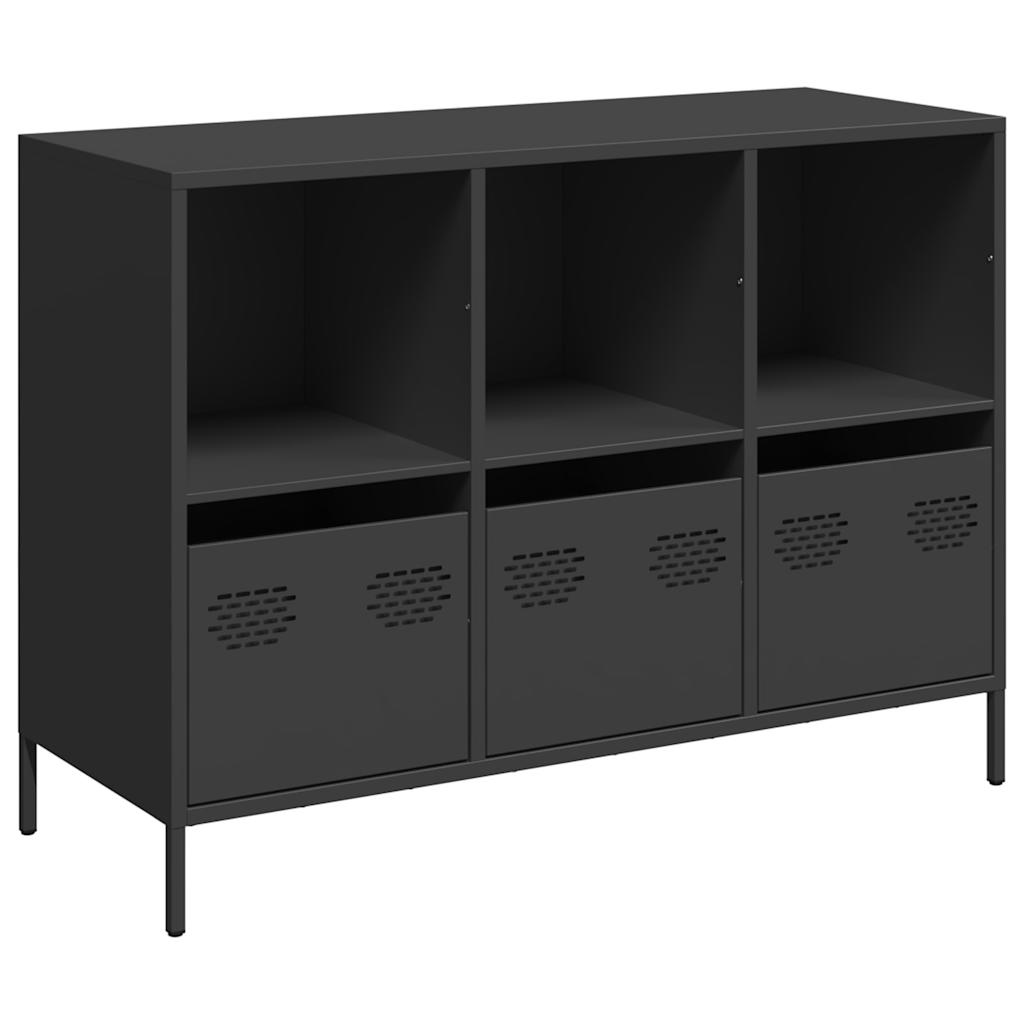 Schwarzes Sideboard 101,5 x 39 x 73,5 cm aus kaltgewalztem Stahl