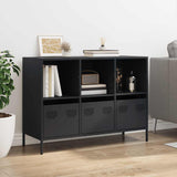 Schwarzes Sideboard 101,5 x 39 x 73,5 cm aus kaltgewalztem Stahl