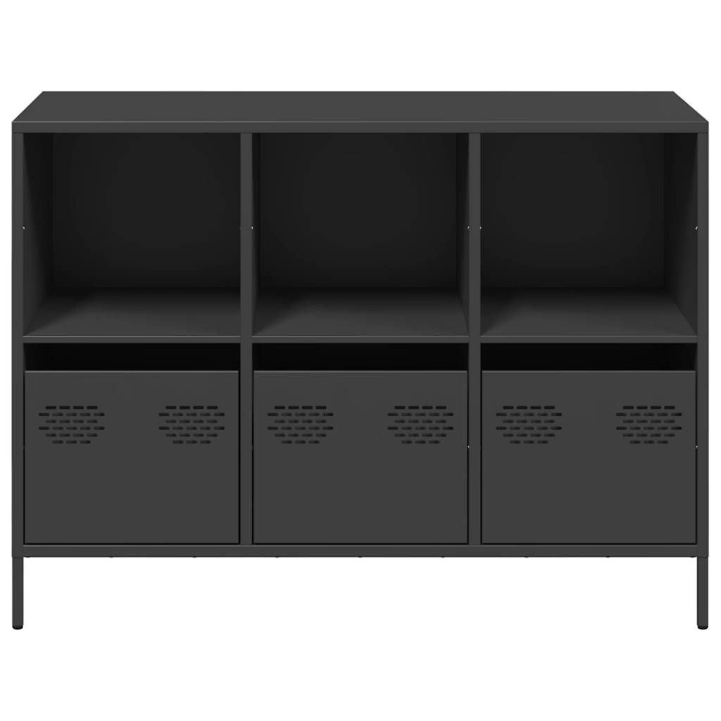 Schwarzes Sideboard 101,5 x 39 x 73,5 cm aus kaltgewalztem Stahl