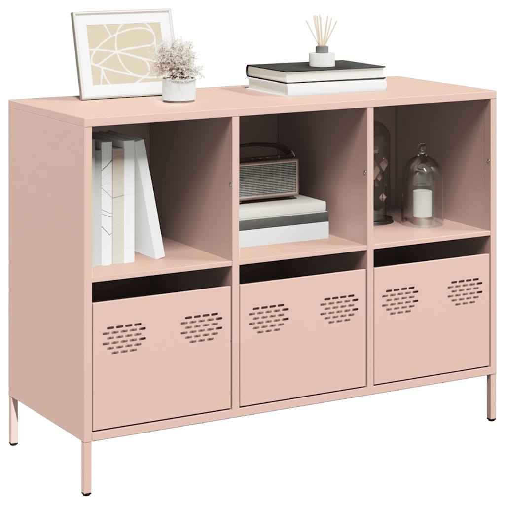 Rosafarbenes Sideboard 101,5 x 39 x 73,5 cm aus kaltgewalztem Stahl