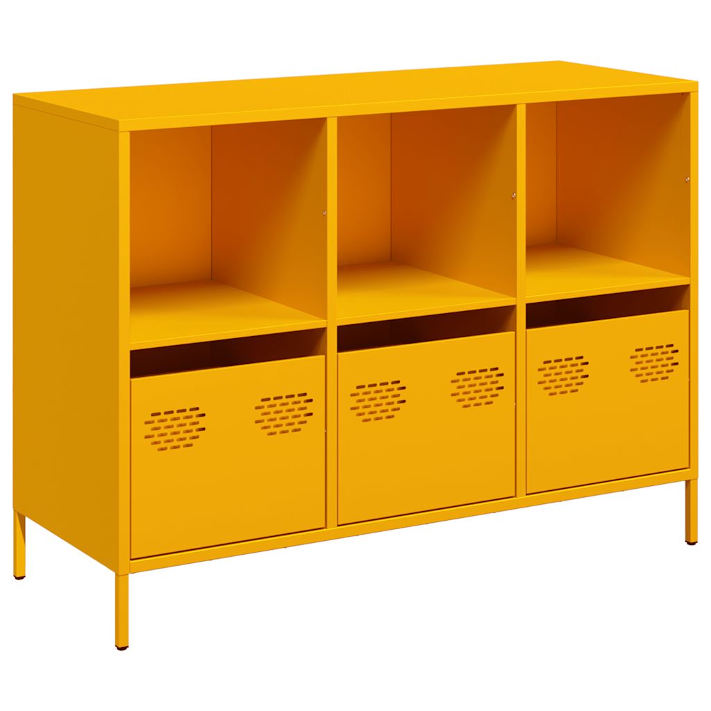 Buffet jaune moutarde 101,5x39x73,5 cm acier laminé à froid