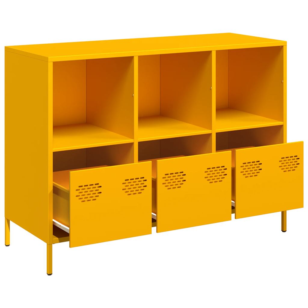 Buffet jaune moutarde 101,5x39x73,5 cm acier laminé à froid