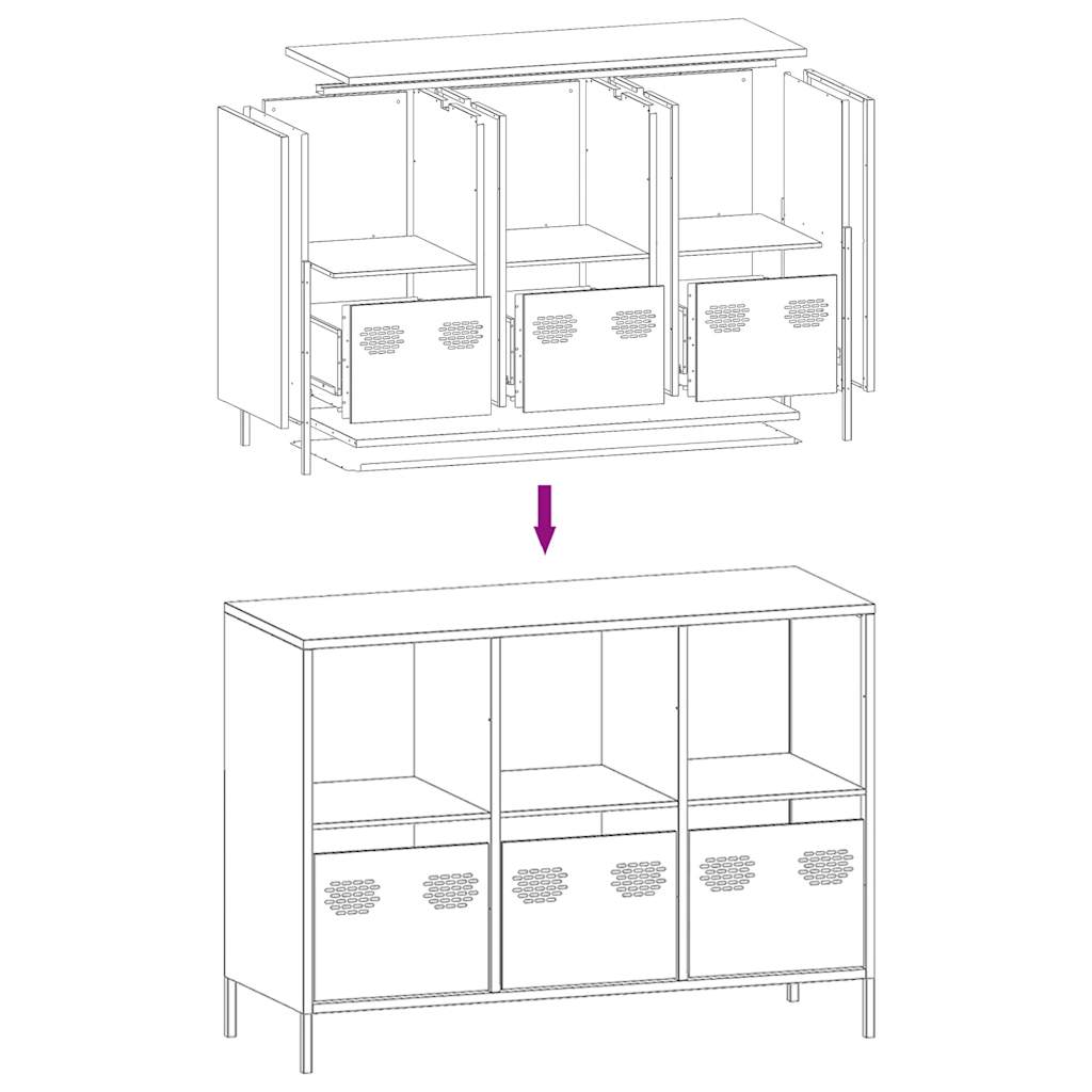 Buffet jaune moutarde 101,5x39x73,5 cm acier laminé à froid