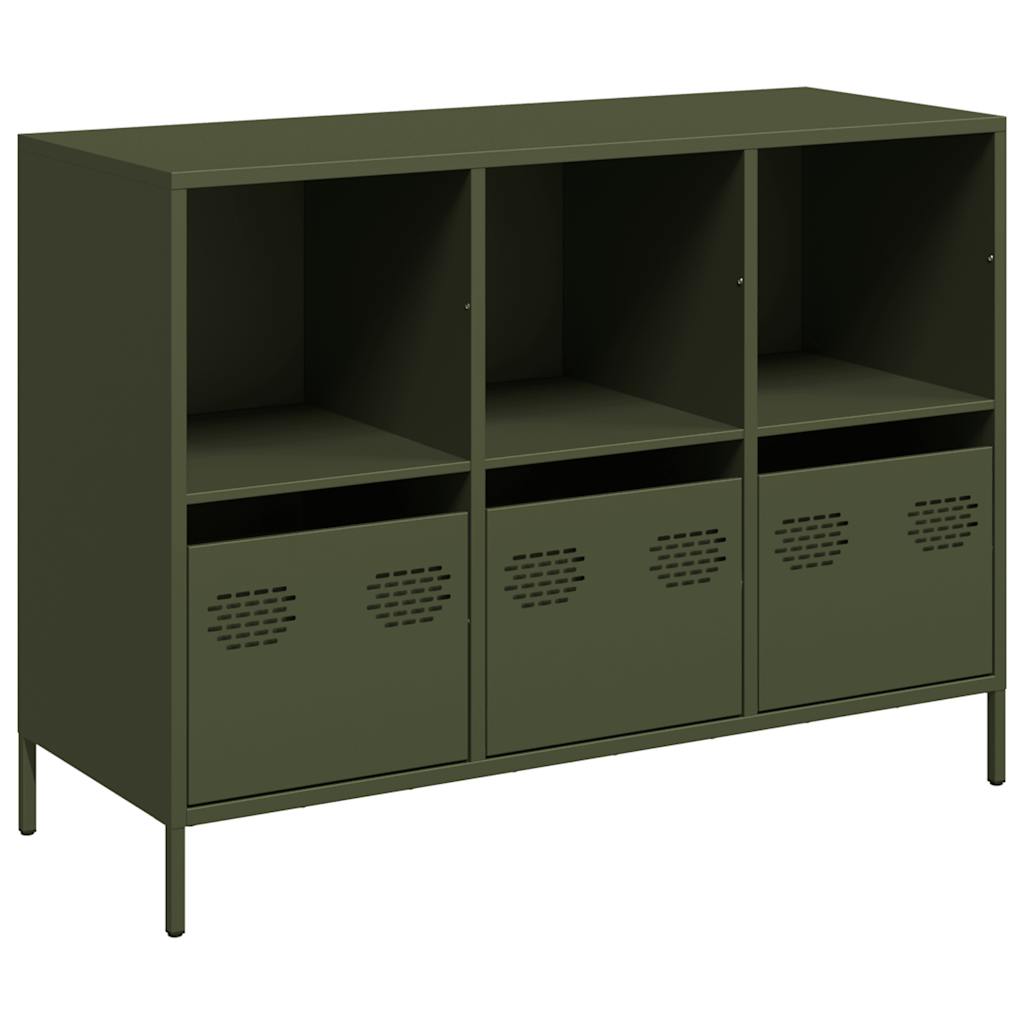 Buffet vert olive 101,5x39x73,5 cm acier laminé à froid