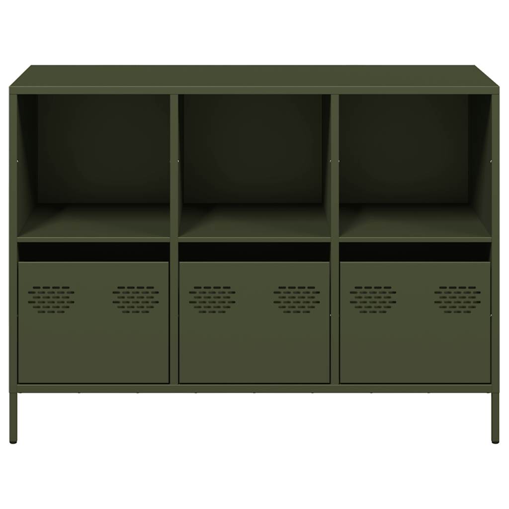 Buffet vert olive 101,5x39x73,5 cm acier laminé à froid