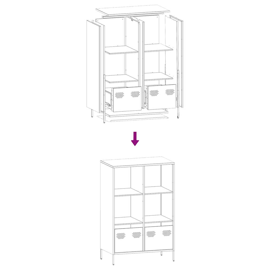 Buffet haut jaune moutarde 68x39x103,5 cm acier