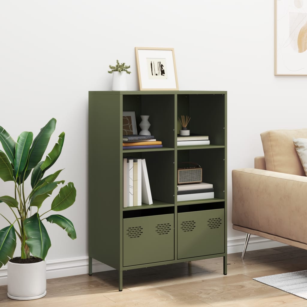 Buffet haut vert olive 68x39x103,5 cm acier