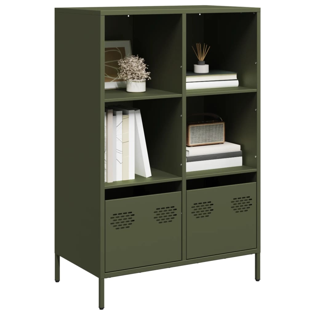 Buffet haut vert olive 68x39x103,5 cm acier