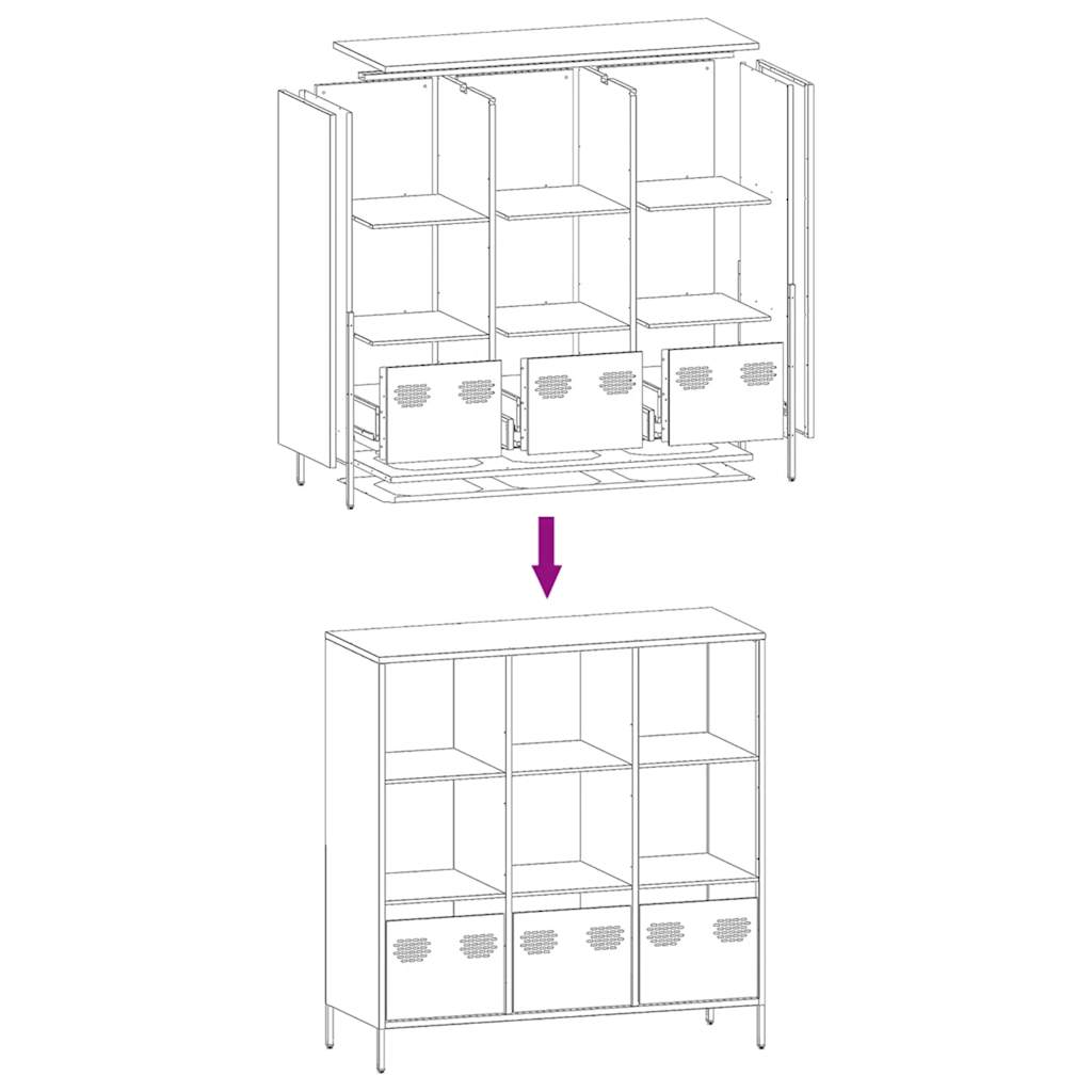 Buffet haut rose 101,5x39x103,5 cm acier