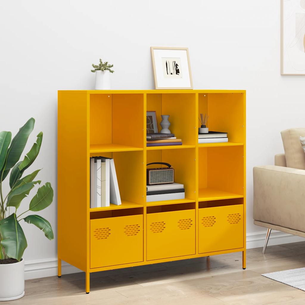 Buffet haut jaune moutarde 101,5x39x103,5 cm acier